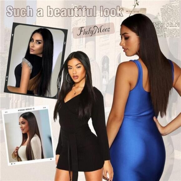 6PC Clip in Hair Extensions Chocolate x Blonde - Picture 6 of 6